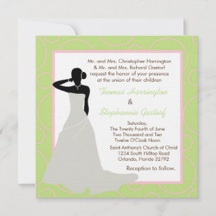 5x5 Light Green Pok-a-Dot Wedding Invitation