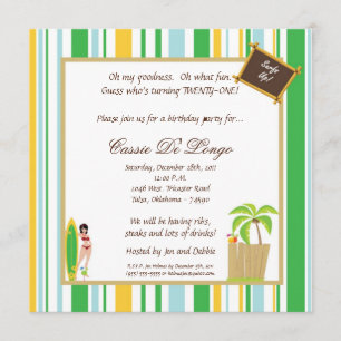 5x5 Luau Birthday Party Invite