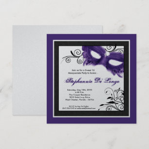 5x5 Mascarade violet Mascarade 16 Invitation Anniv