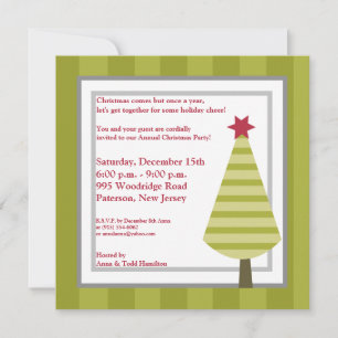 5x5 Olive Green Striped Tree Invitation