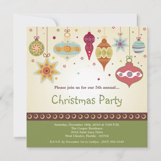 5x5 Ornements de Noël Invitation à la fête de Noël (Devant)