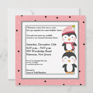 5x5 Penguin Cuties Polka Dots Invitation