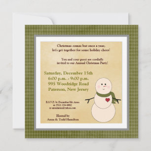 5x5 Rustic Snowman with Scarf Invitation