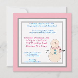 5x5 Snowman rustique avec Invitation Pink Scarf