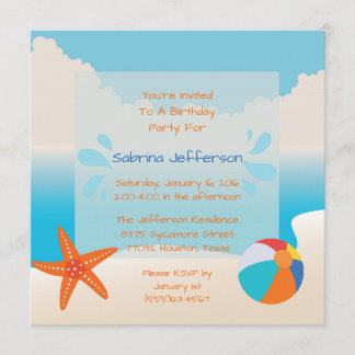 5x5 Tropical Beach Party Invitation d'anniversaire