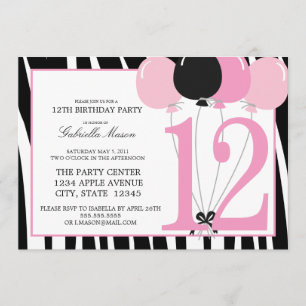 5x7 12th Birthday Party Invite