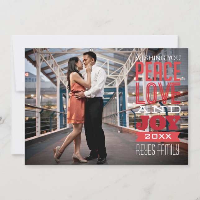 5x7 1 Carte photo photo Paix, Amour et Joie (Devant)