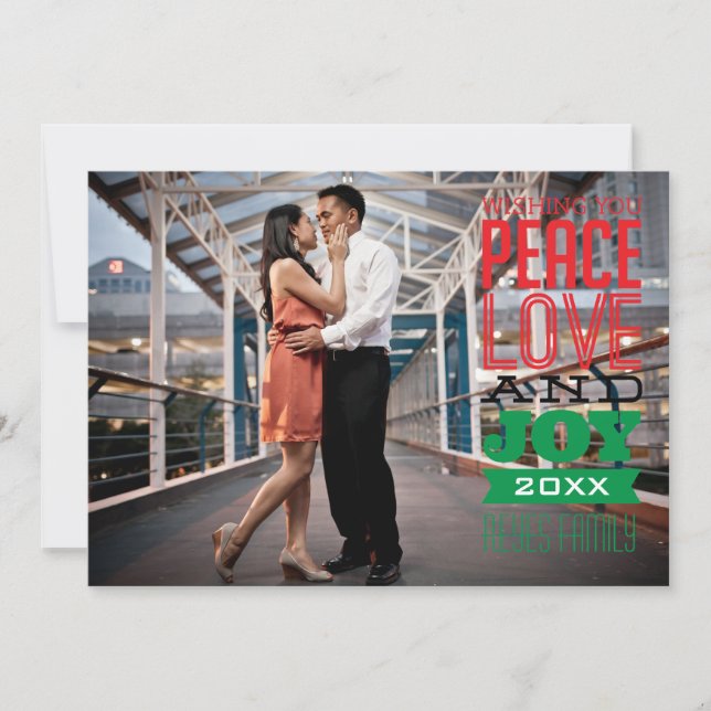 5x7 1 Carte photo photo Paix, Amour et Joie (Devant)