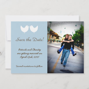 5x7 2 Love Birds Photo Save the Date Announcement