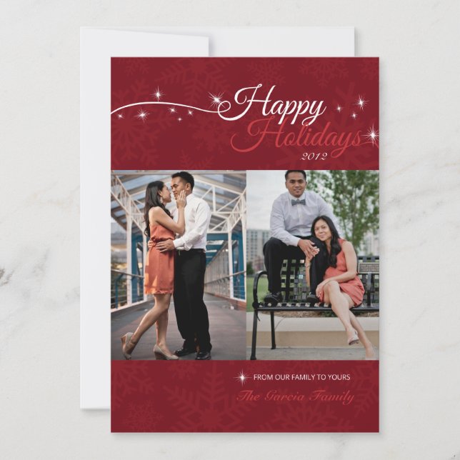 5x7 2 Photo Happy Holidays Photo Card (Front)