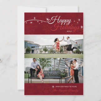 5x7 3 Photo Happy Holidays Carte photo