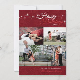 5x7 4 Photo Happy Holidays Carte photo