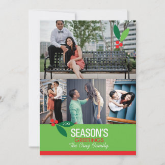 5x7 4 Photo Holly Design Flat Card