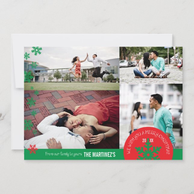 5x7 4 Photo Snowflake Photo Card (Front)