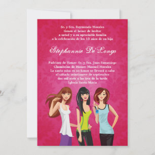 5x7 Adolescents Ado Quinceanera Invitation d'anniv