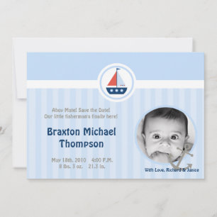 5x7 Ahoy Nautical Sail Photo Birth Announcement