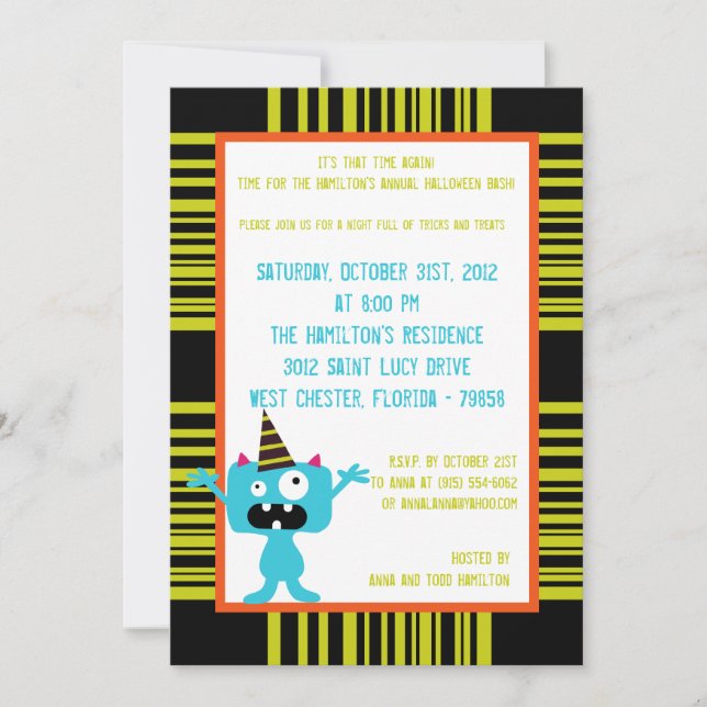 5x7 Anniversaire Bash Fun Party Invitation (Devant)