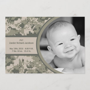 5x7 ARMY ACU Camo Camo Photo Birth Announcement