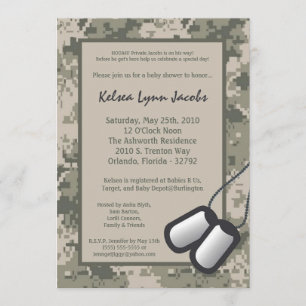 5x7 ARMY Camo ACU Print Baby Shower Invitation
