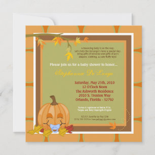 5x7 Automne Citrouille Invitation Baby shower