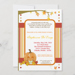 5x7 Automne Citrouille Invitation Baby shower d'au