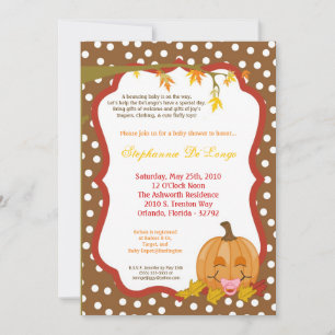 5x7 Automne Citrouille Invitation Baby shower d'au