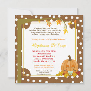 5x7 Automne Citrouille Invitation Baby shower d'au