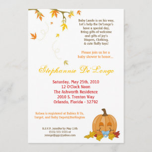 5x7 Autumn Fall Leaves Boy Baby Shower Invitation