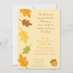 5x7 Autumn Fall Leaves Thanksgiving Invitation