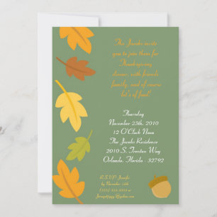 5x7 Autumn Fall Leaves Thanksgiving Invitation