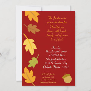 5x7 Autumn Fall Leaves Thanksgiving Invitation