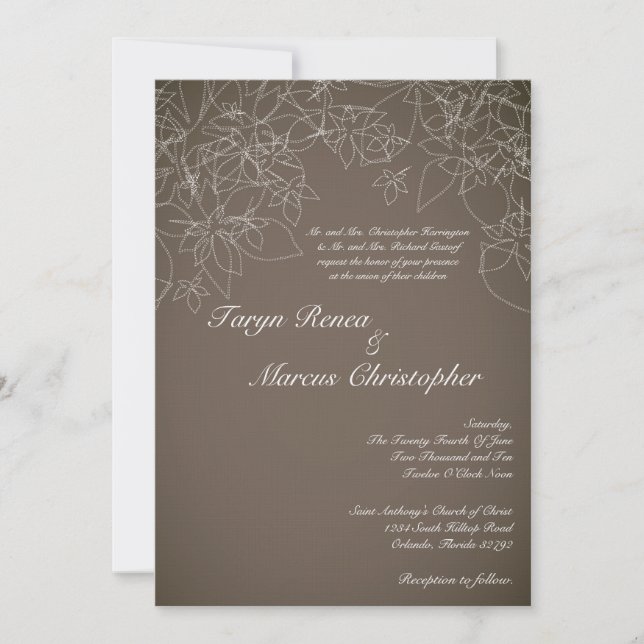 5x7 Autumn Floral Fall Linen Wedding Invitation (Front)