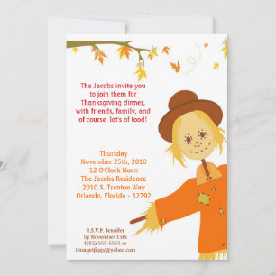 5x7 Autumn Scarecrow Thanksgiving Party Invitation