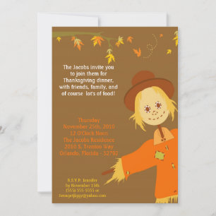 5x7 Autumn Scarecrow Thanksgiving Party Invitation