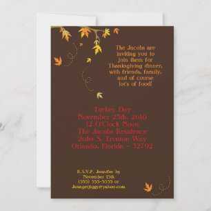 5x7 Autumn Thanksgiving Dinner Party Invitation