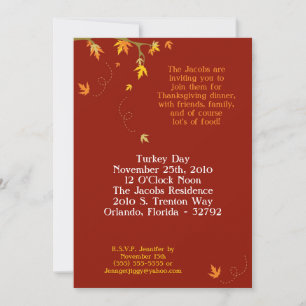 5x7 Autumn Thanksgiving Dinner Party Invitation