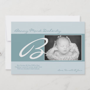 5x7 Baby Boy Blue Faire-part de naissance photo in