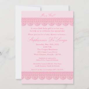 5x7 Baby Girl Pink Lace Baby shower Invitation