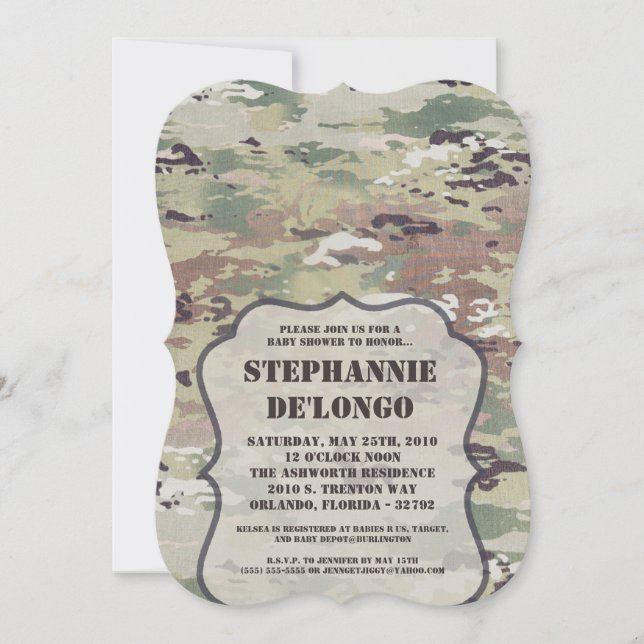 5x7 Baby shower Invitation armée OCP Camo Uniform (Devant)