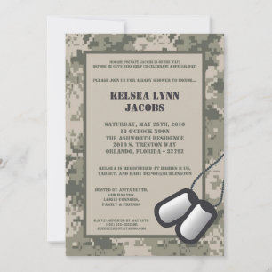 5x7 Baby Shower Invitation ARMY Camo ACU Print