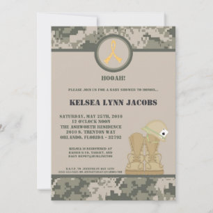 5x7 Baby Shower Invitation ARMY Camo ACU Print