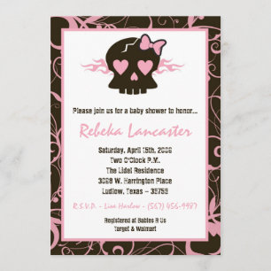 5x7 Baby Shower Invitation - Punk Skull Rock