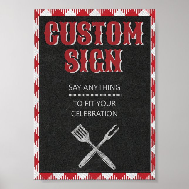 5X7 Backyard BBQ Birthday Custom Table Sign (Front)