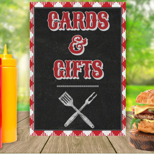 5x7 BBQ Birthday Cards & Gifts Table Sign
