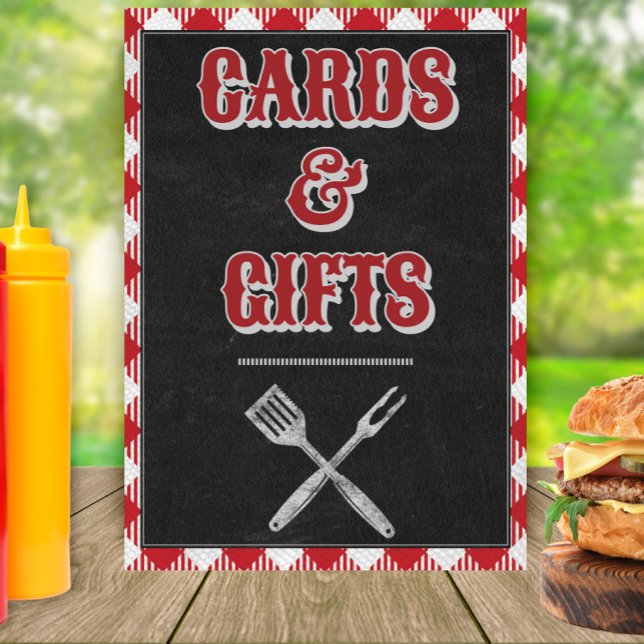 5x7 BBQ Birthday Cards & Gifts Table Sign (Creator Uploaded)