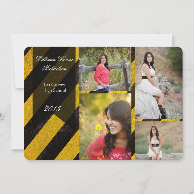 5x7 Bio Hazard Crime Scène Tap Senior Faire-part (Devant)