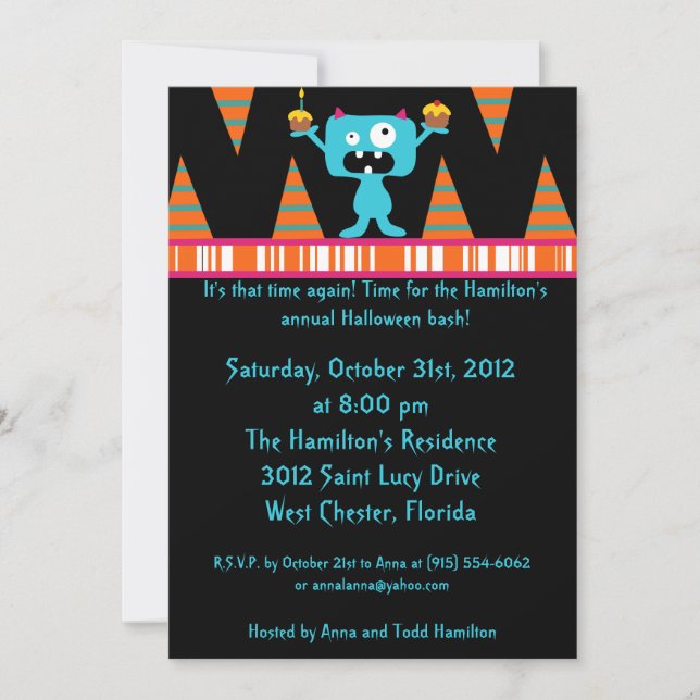 5x7 Birthday Bash Halloween Party Invitation (Front)