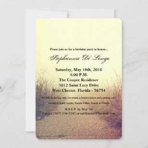 5x7 Birthday Invitation Sunrise Pathway Walkway Pa