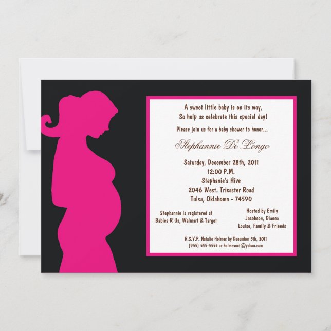 5x7 Black Baby Shower Invitation (Front)