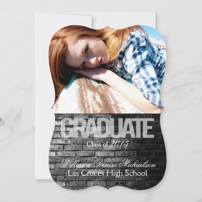 5x7 Black Brick Building Mur Senior Faire-part (Devant)